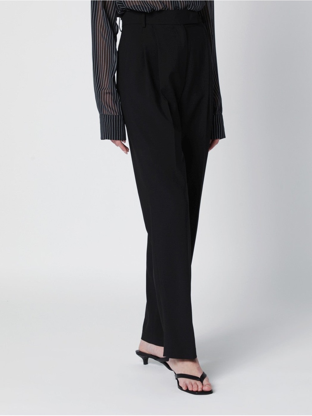 The Frankie Shop Bea Pleated Trousers, Beige, Size S, High Waist